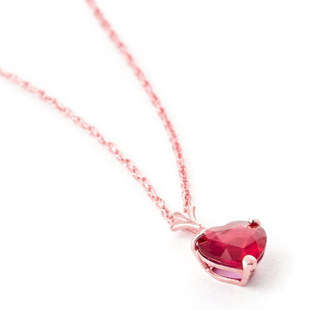 14K. SOLID GOLD NECKLACE WITH NATURAL HEART RUBY - Picture 4 of 11